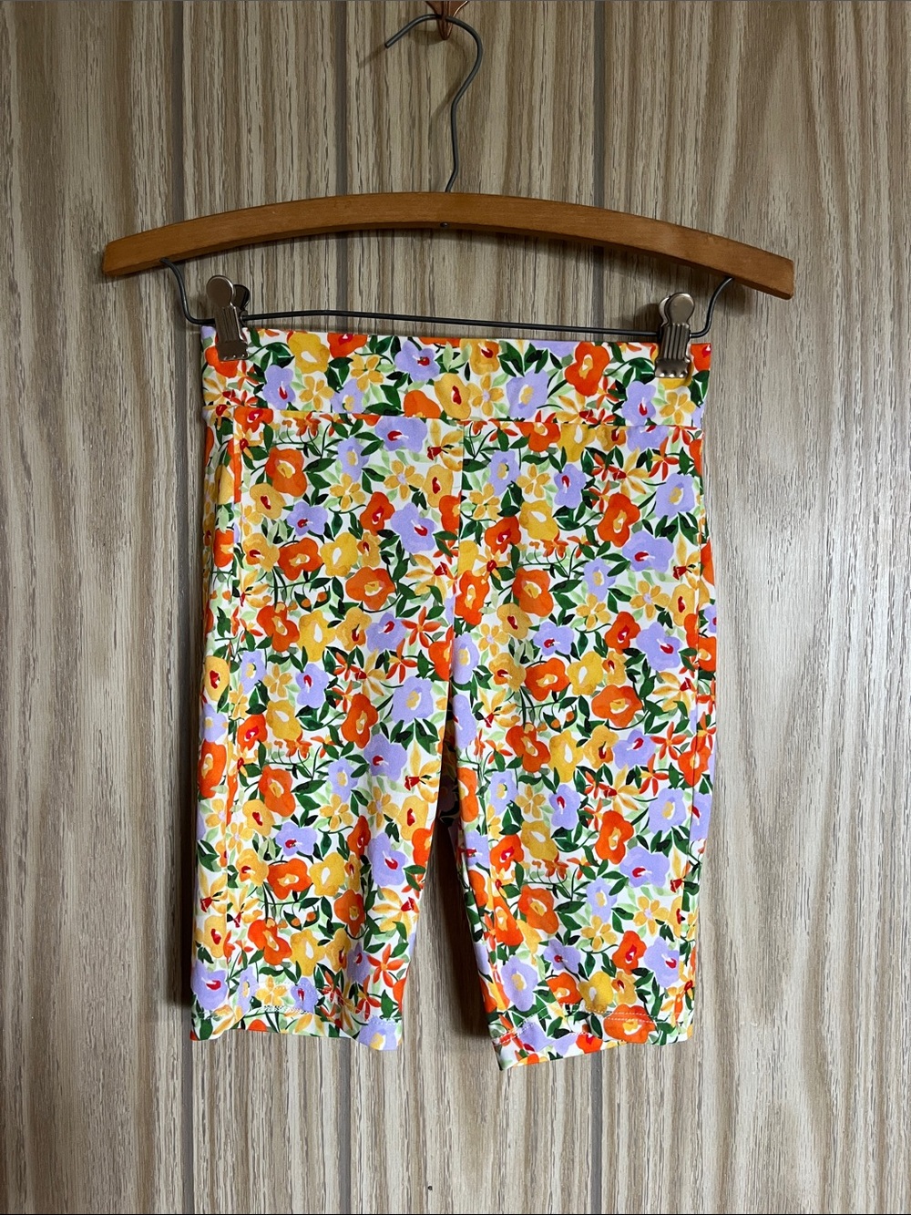 Zara Floral Bike Shorts - Orange, Yellow & Lilac Small